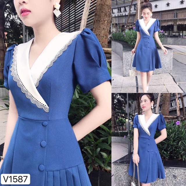 KIM VẤN STORE - ĐẦM XOÈ CỔ VEST THIẾT KẾ CAO CẤP