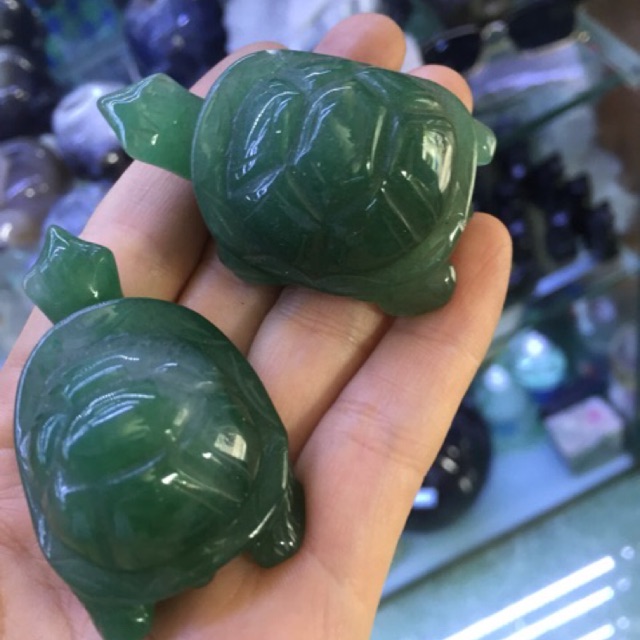 Rùa phong thủy đá T.A xanh chế tác chạm thủ công hoàn toàn thiên nhiên