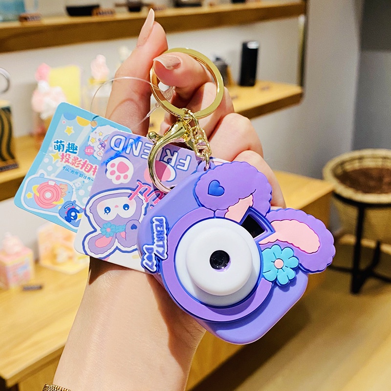 Móc Khóa Hình Máy Ảnh Màu Cầu Vồng Dễ Thương