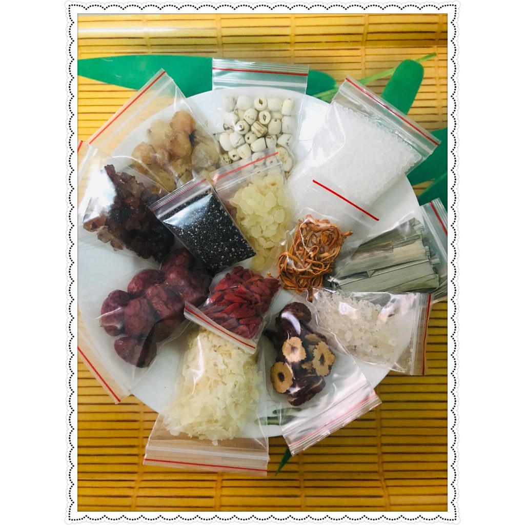 Set Chè Dưỡng Nhan 13 Nguyên Liệu Nấu 12 Chai Chất Lượng