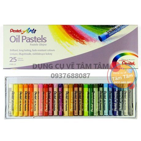 [ TÂM TÂM ]-SÁP DẦU PENTEL 25 màu - OIL Pastel PENTEL (#Sáp Tô Màu)-
