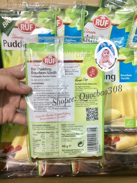 Bột Pudding Vani Hữu Cơ Ruf -  Đức Gói 40g