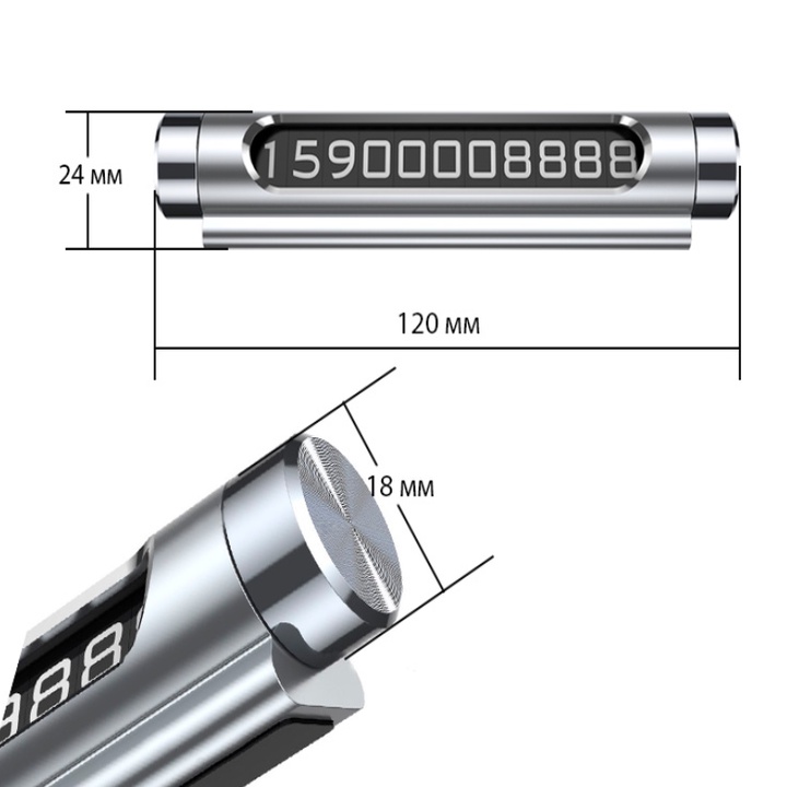 Bảng số điện thoại trên ô tô Baseus ACNUM-01, chất liệu hợp kim nhôm cao cấp, bảng số nam châm