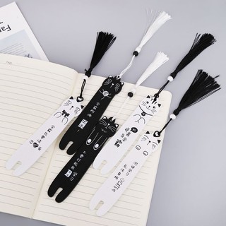 Cute Cartoon Cat Wooden Bookmark Book Page With Tassel Student Stationery School