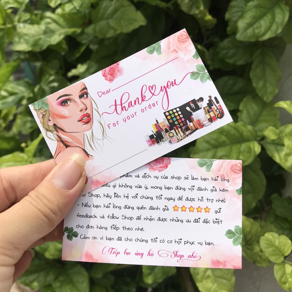 100 THẺ CẢM ƠN, Thiệp cám ơn, Thankyoucard cho shop bán hàng online bìa cứng cán màng chất lượng cao size 9x5.4cm