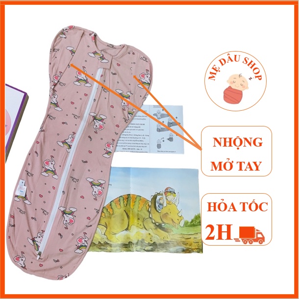 Nhộng chũn [hàng mở tay không cần khóa kéo] cho bé ngủ ngon - không giật mình