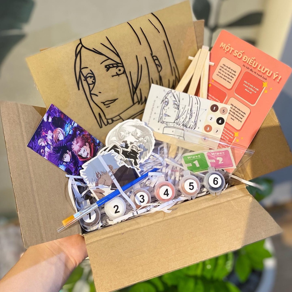 Tranh kính tự tô màu anime Chú Thuật Hồi Chiến - Jujutsu Kaisen handmade diy quà tặng trang trí