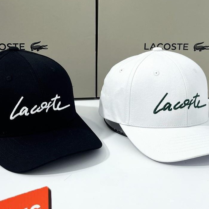 NÓN LƯỠI TRAI LACOSTE CHẤT VẢI COTTON HÀN QUỐC CAO CẤP, NÓN KẾT THỂ THAO LA1B90 MÀU ĐEN TRẮNG