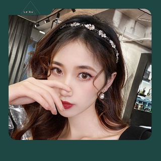 Cài Tóc Đính Đá Bờm Kẹp Tóc Hàn Quốc Bờm Tóc Thời Trang Bờm Tóc Hoa Đá Màu Đen Hàn Quốc_Leau BT33