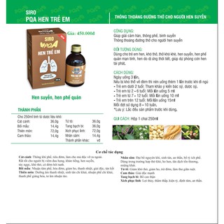 SIRO PQA HEN TRẺ EM 250ML