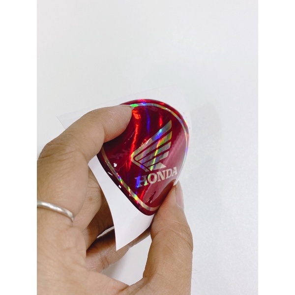 Cặp tem nổi logo tròn hình cánh chim đỏ, tem cao cấp không bay màu