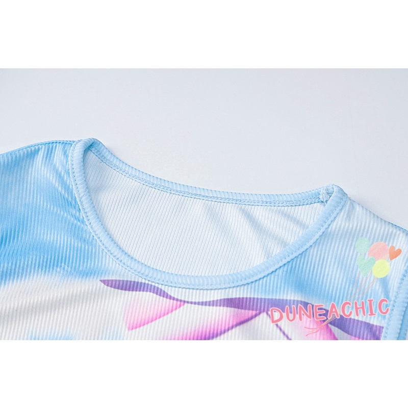 DUNEA Áo Tank Top Sát Nách In Hoạt Hình Phối Khăn Choàng Dễ Thương Cho Nữ
