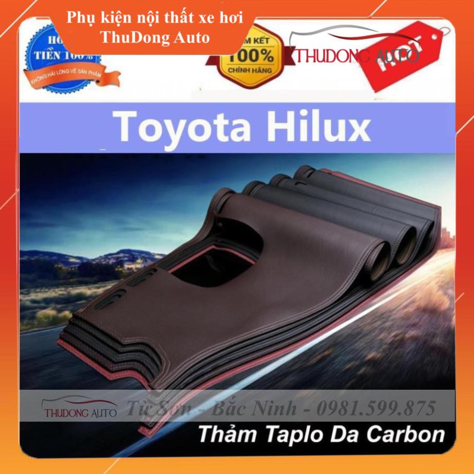 Thảm Taplo Da Carbon Xe Toyota Hilux Màu đen có chống trượt