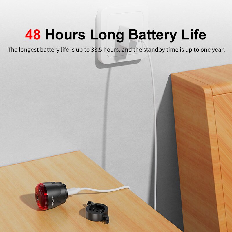 Đèn LED phanh xe đạp X-TIGER gắn đuôi xe thông minh cổng USB có thể sạc lại chống thấ