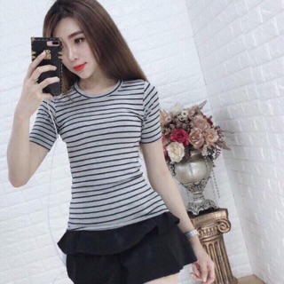 Áo thun sọc tay ngắn