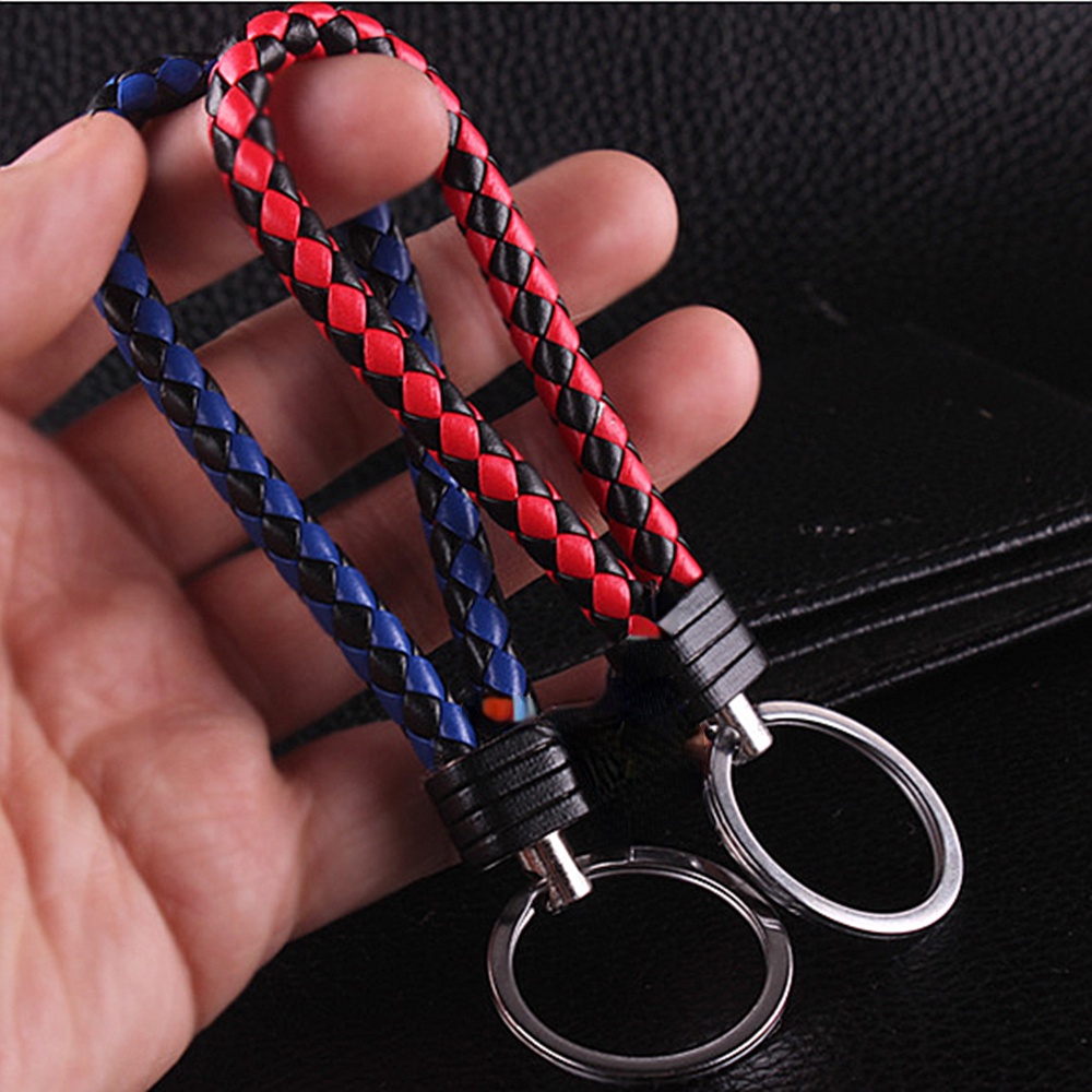 Móc Khóa Dây Da PU Bện Thời Trang Nam Nữ