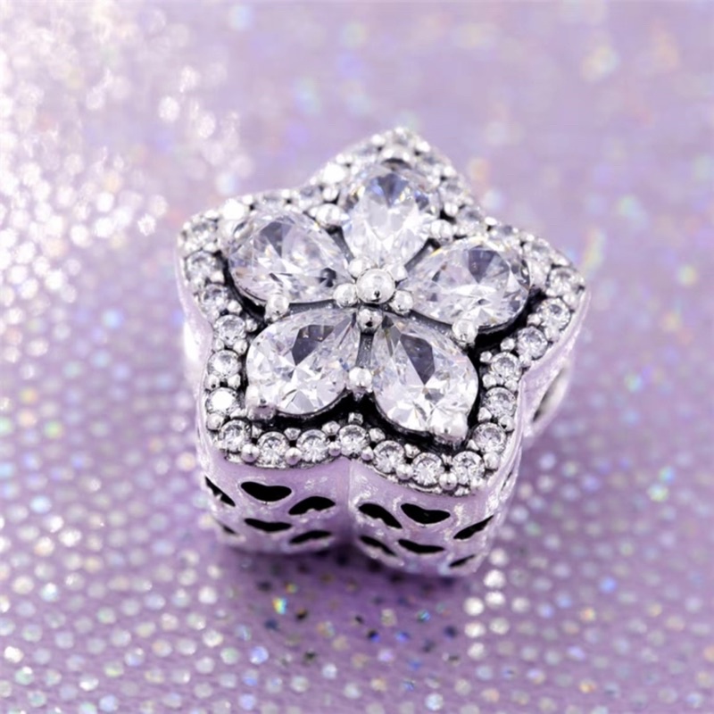 Hạt charm Hoa đính đá bạc s925 cao cấp