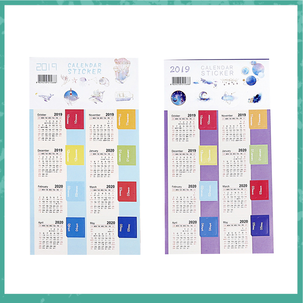 someryer 2Pcs New Year Calendar DIY Sticker Label Learning Table Schedule Planner Marker