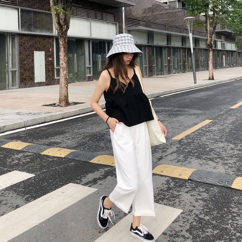 [Mã FAMAYWA giảm 10K đơn 50K] Quần Culottes ống rộng 9 tấc - chất vải đũi xước màu trắng, đen, kem mềm mại mặc cực mát | BigBuy360 - bigbuy360.vn