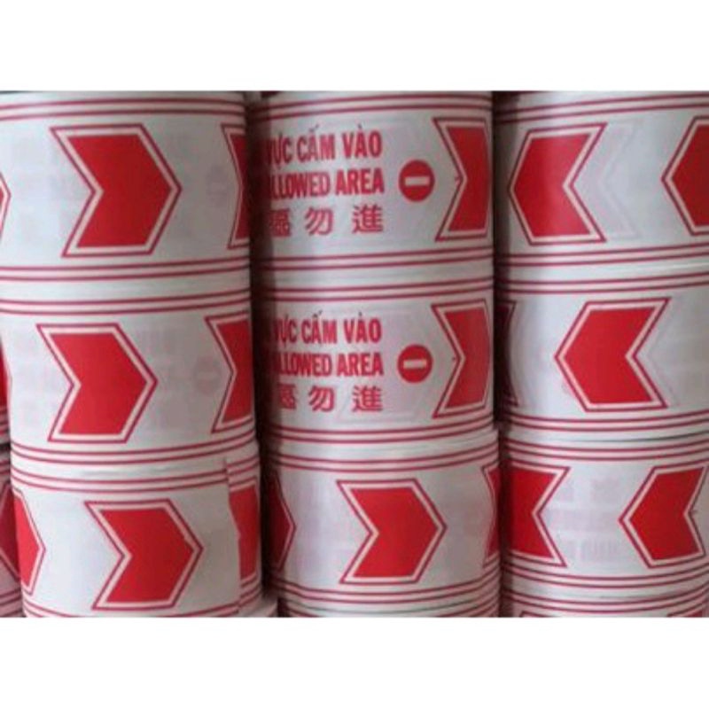 Cuộn băng cảnh báo công trình trắng đỏ Cuộn rào cảnh báo công trình