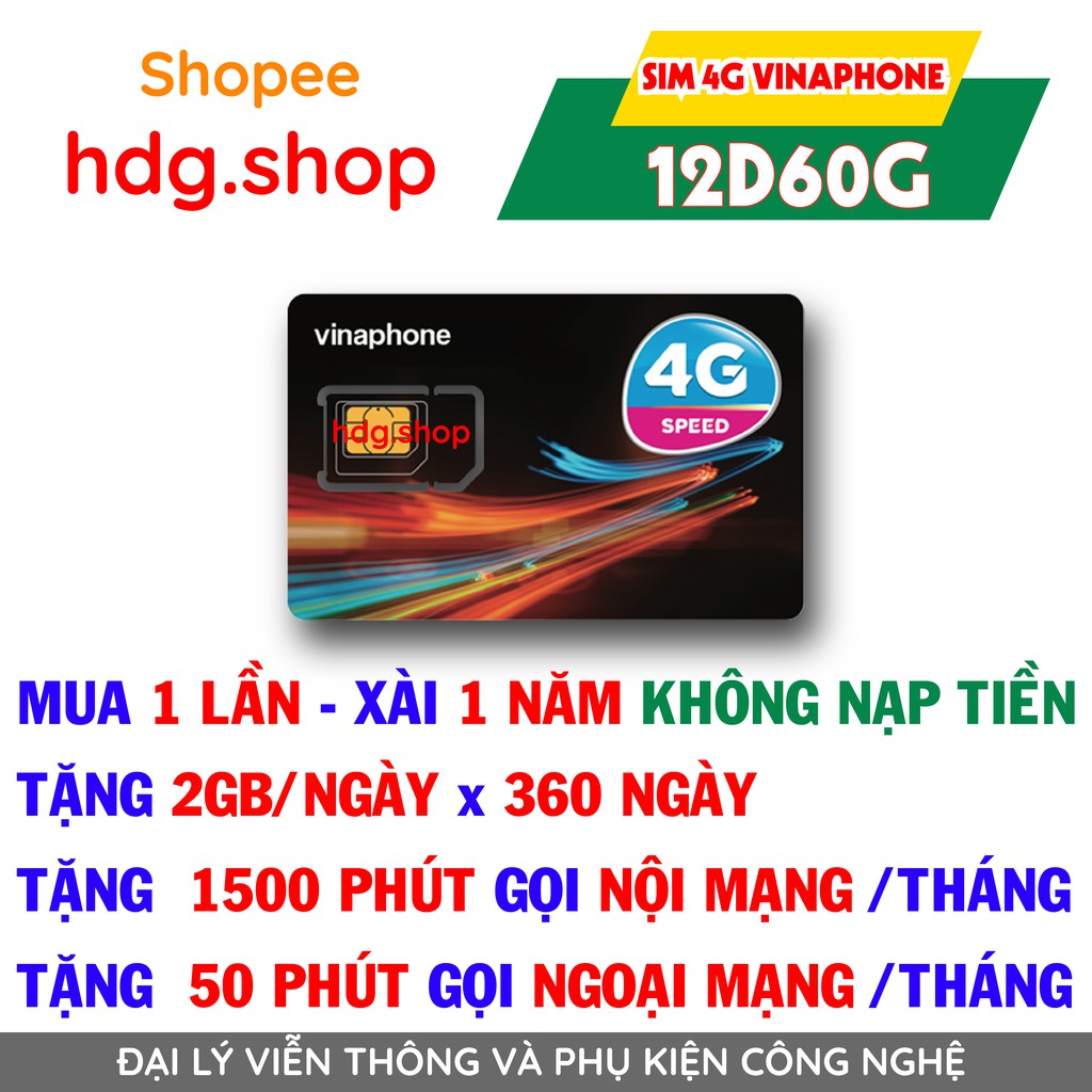 MIỄN PHÍ 1 NĂM – Sim 4g vinaphone gói cước Đỉnh 60 (60gb/tháng nghe gọi miễn phí) Có Video kèm test tốc độ