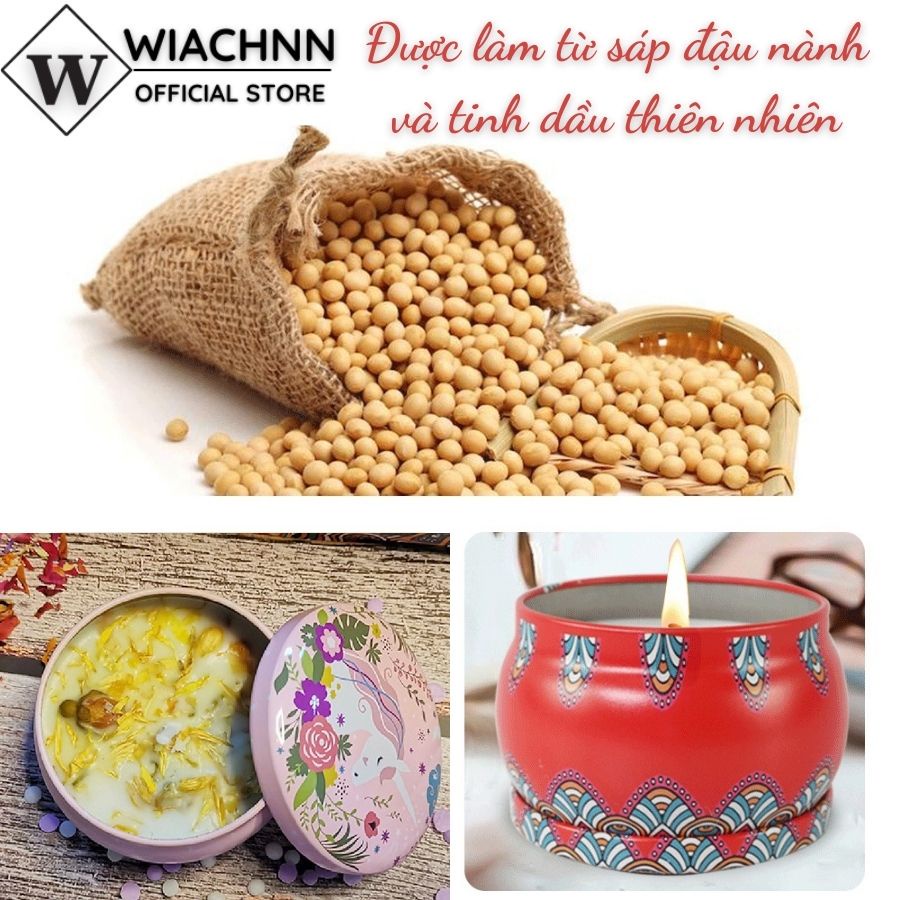 Nến thơm trang trí phòng SWEET HOME hũ thiếc cao cấp làm từ sáp đậu nành giúp khử mùi phòng,decor phòng