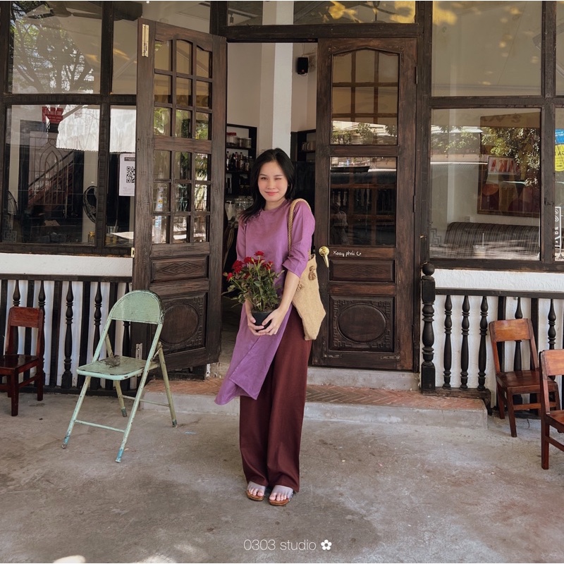 | 0303 studio | Quần áo dài linen bột lưng thun - dòng Mộc Mạc