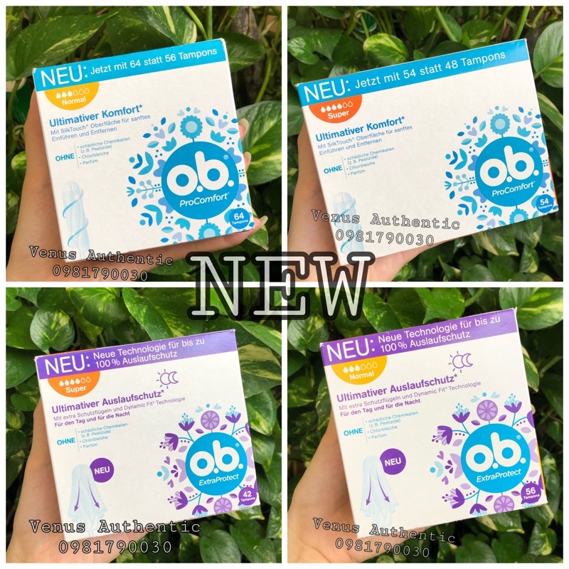 Băng vệ sinh tampon OB Extra Protect Super Plus 5 giọt siêu thấm cánh chống tràn ngày &amp; đêm, 36 miếng - Hàng nội địa Đức