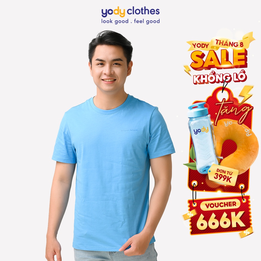 Áo phông Tshirt nam YODY vải cotton compact thoáng mát nhiều màu TSM5201