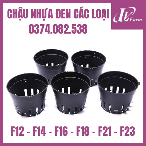 Chậu Nhựa Đen F21 Trồng Hoa Lan, Cây Cảnh - Phi 21cm