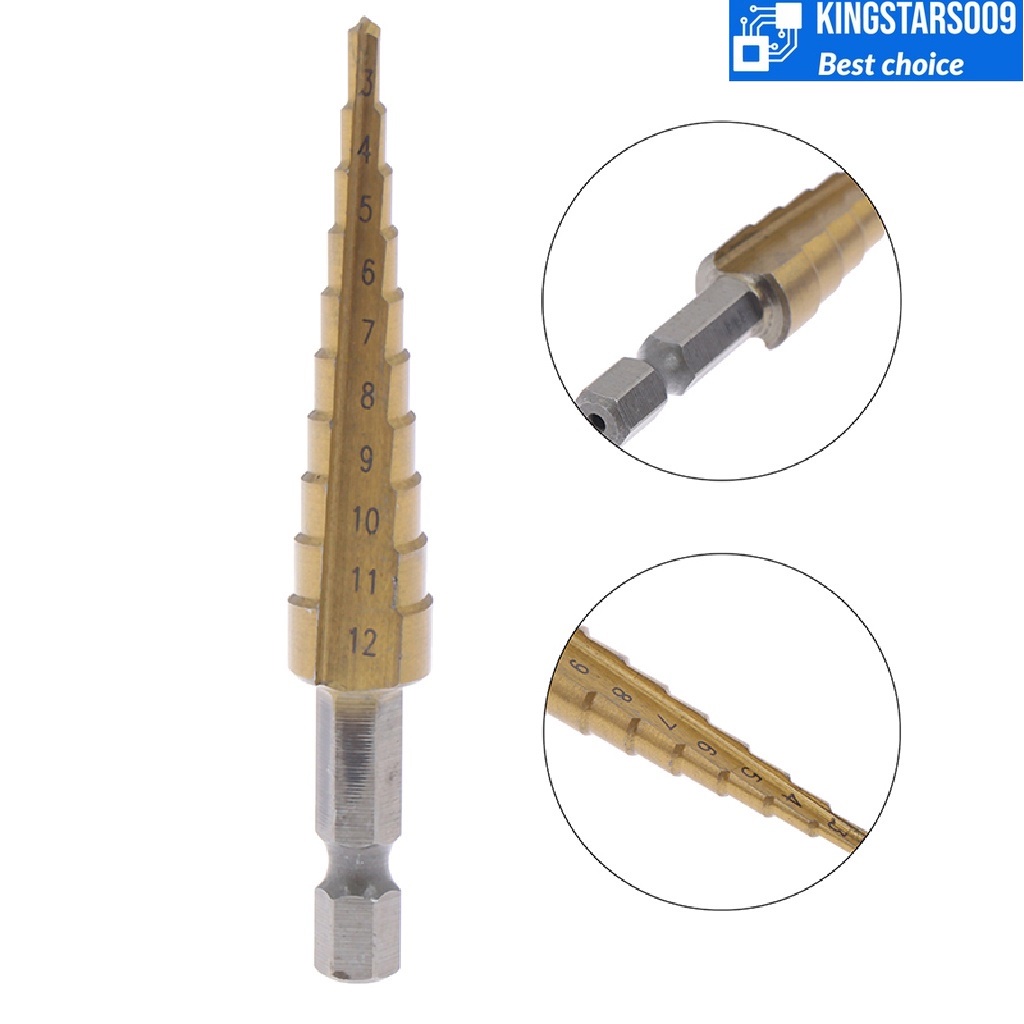 Mũi khoan tháp 3-12mm chuôi lục giác 1/4