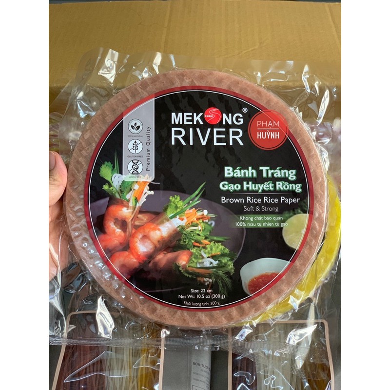 Bánh tráng gạo lứt huyết rồng Mekong River (size 22cm) 300gr (30 cái)