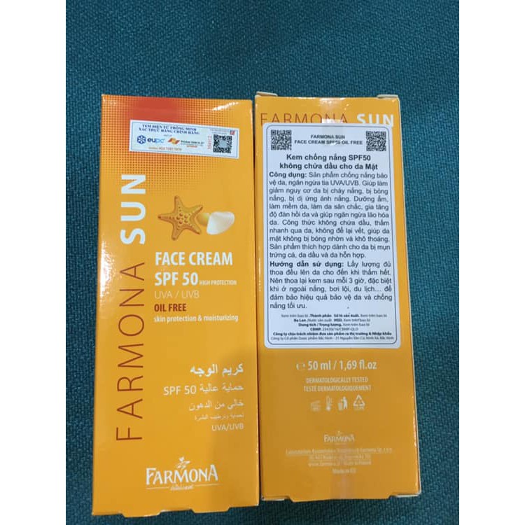 CHÍNH HÃNG KEM CHỐNG NẮNG KIỀM DẦU 24h FARMONA SPF 50+ ,CHO DA DẦU , MỤN