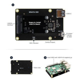 Raspberry Pi 3 Model B+(Plus)/3B Msata Ssd Storage Expansion Board X850 V3.0 Usb
