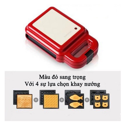 Máy Kẹp Nướng Bánh Mỳ Sanwich, Nướng Thịt TORSOM đầy đủ 4 khay, Deerma DEM- NP306, Bảo hành 12 tháng