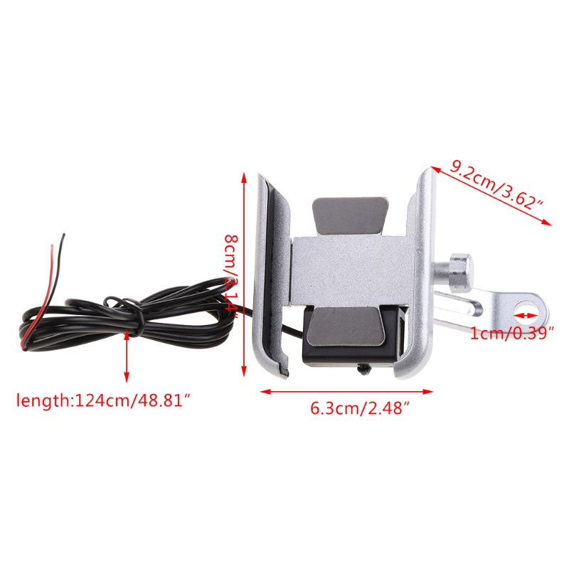 Giá đỡ điện thoại chống nước 12V 360 độ có cổng sạc USB cho điện thoại Samsung 4-6.5inch
