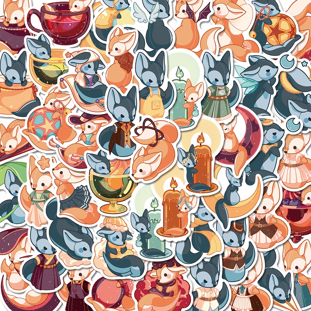 Set 50 Miếng Dán Chống Nước Họa Tiết graffiti Phong Cách Trung Hoa Dễ Thương Trang Trí Điện Thoại / Sổ Tay / Vali