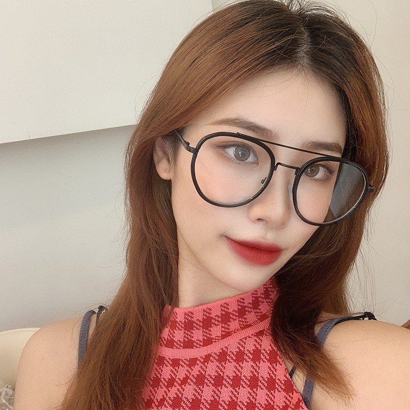 Kính gọng cận nam nữ phong cách Hàn Quốc, mắt kính không độ tròn thời trang chống tia UV LUMINA 059