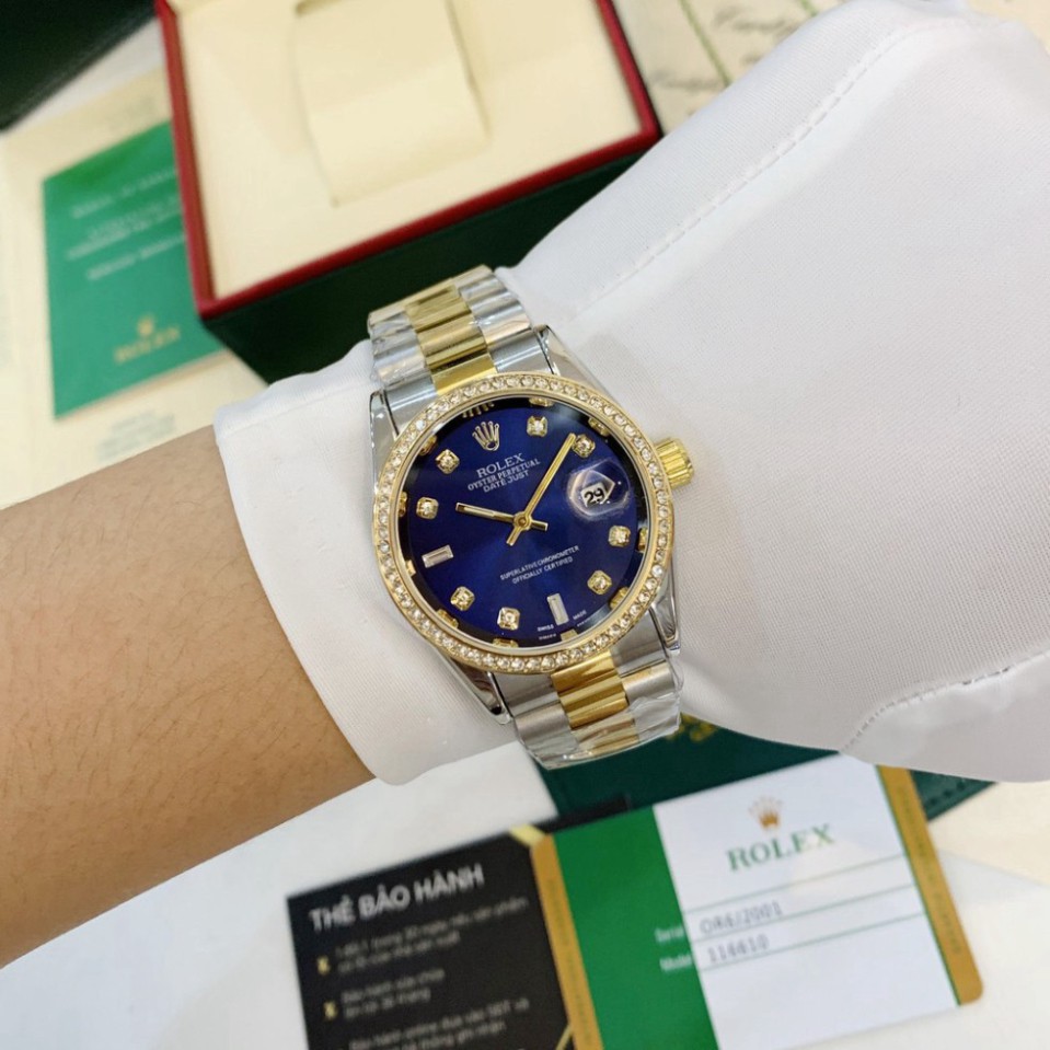 [Fullboxx 1:1] Đồng hồ nam Rolex - viền đá dây kim loại chống nước - DH501 Shop404
