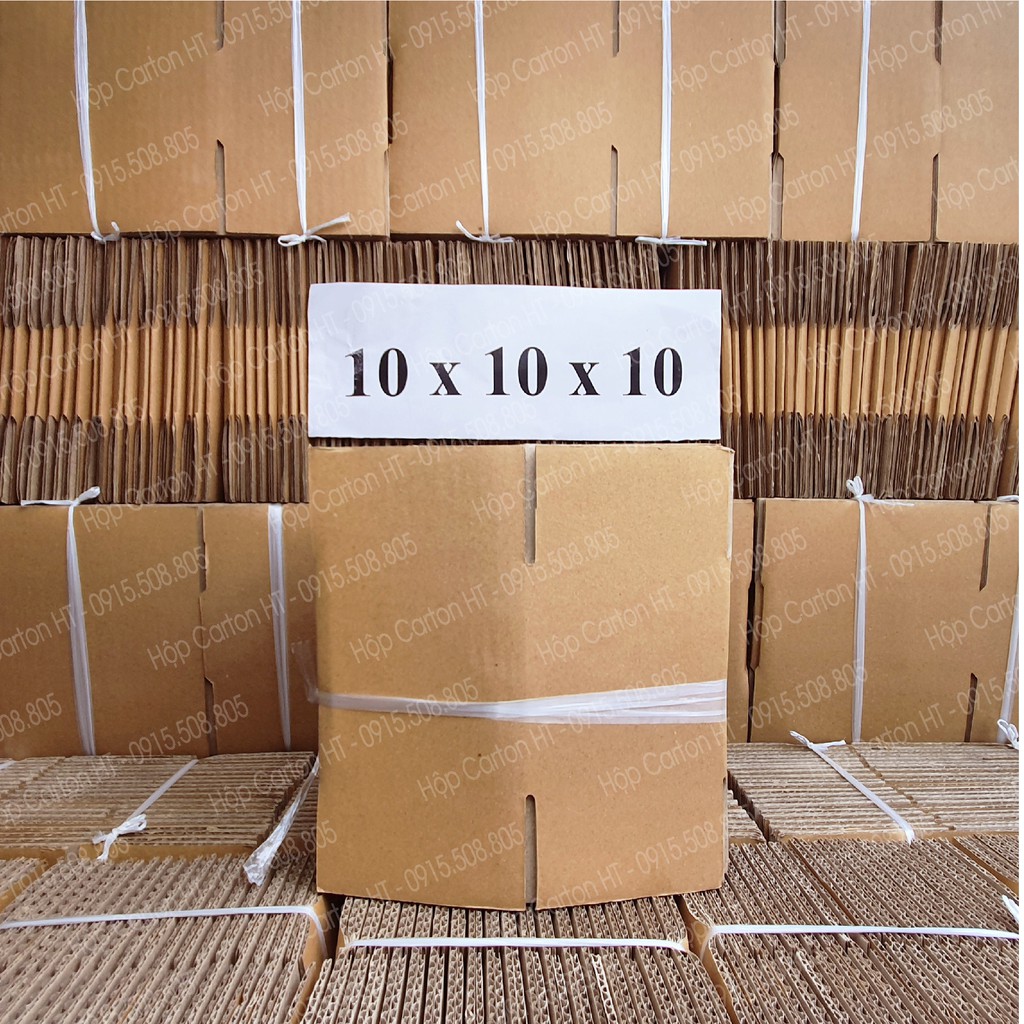 Combo 100 Hộp Carton Gói Hàng 10x10x10 Thùng Carton Đóng Hàng COD Chất Liệu Carton 3 Lớp Dày Dặn - Hộp Carton HT