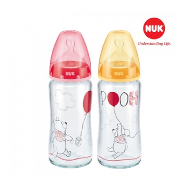 Bình sữa Nuk Premium Choice+ Disney thủy tinh núm ti S1-M (120, 240ml)