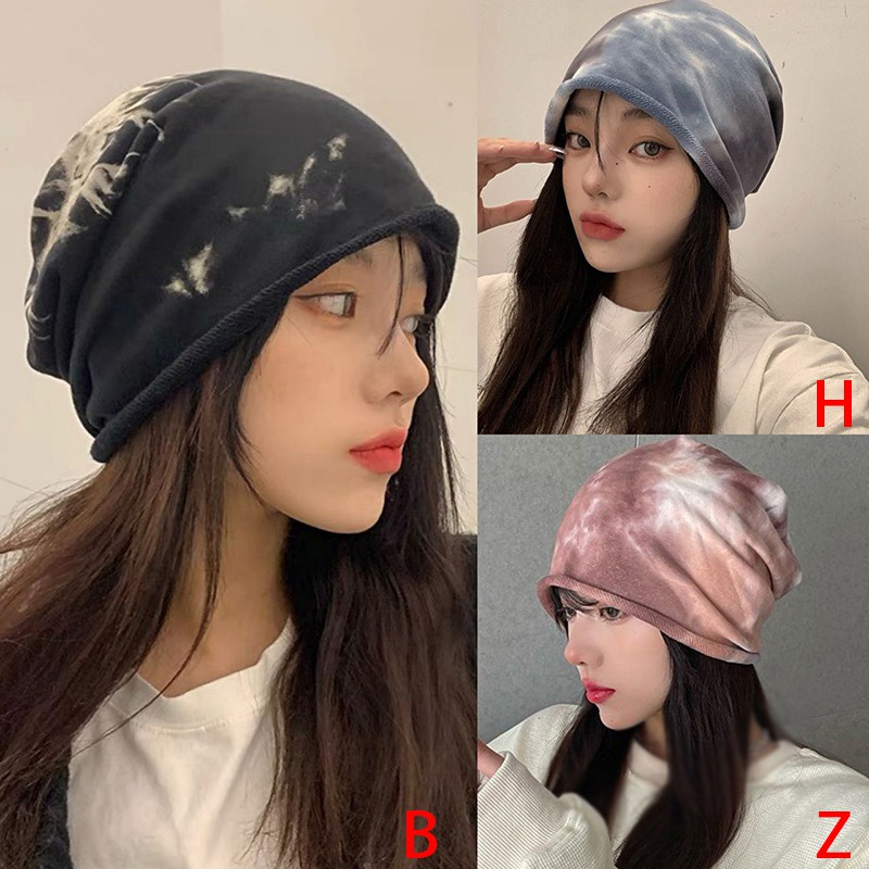 Mũ beanie mềm mại họa tiết nhuộm màu thời trang mùa đông cho nam và nữ