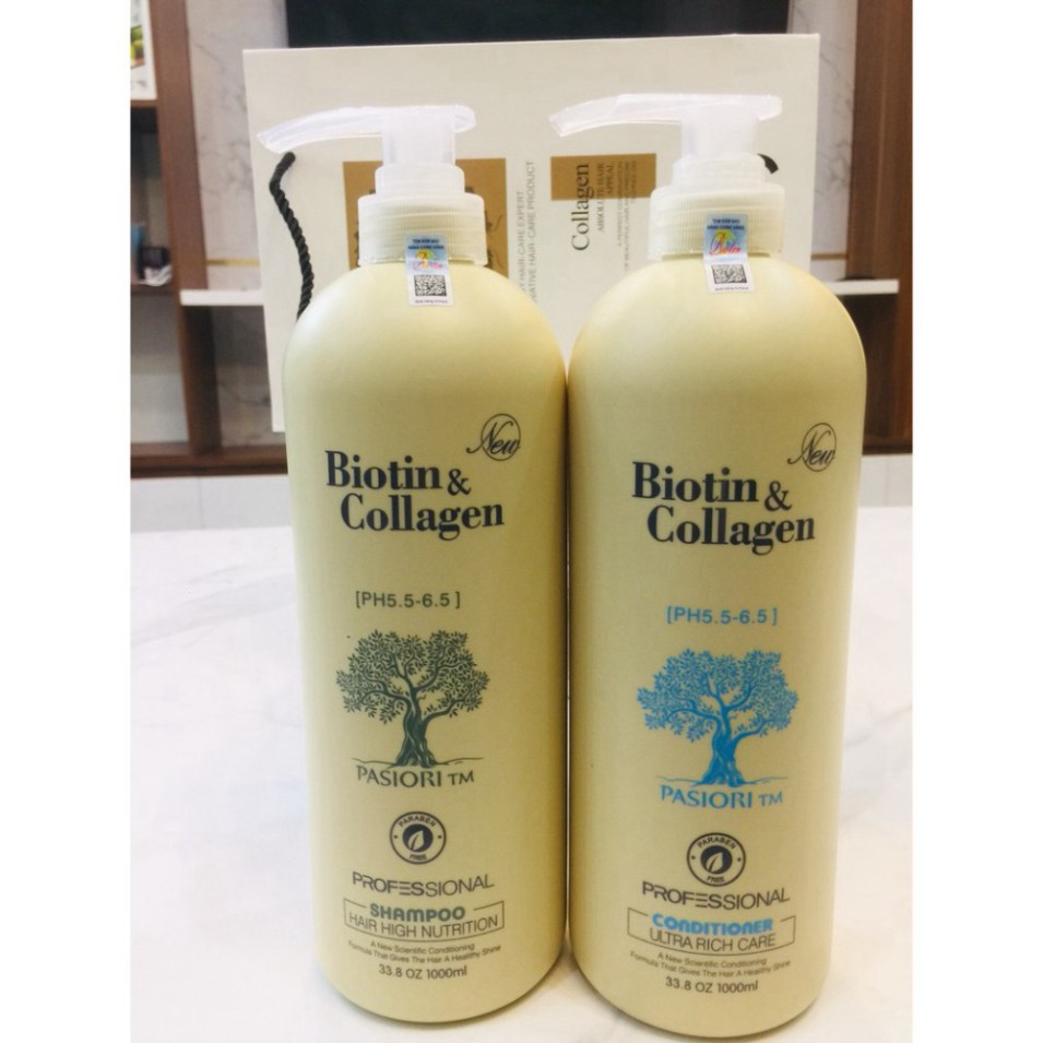 Dầu Gội Cặp Collagen Trắng, Cặp Dầu Gội Biotin Dưỡng Tóc Suôn Mượt ,Phục Hồi Tóc Khô Xơ, Lưu Hương Thơm Lâu Cả Ngày-SALE