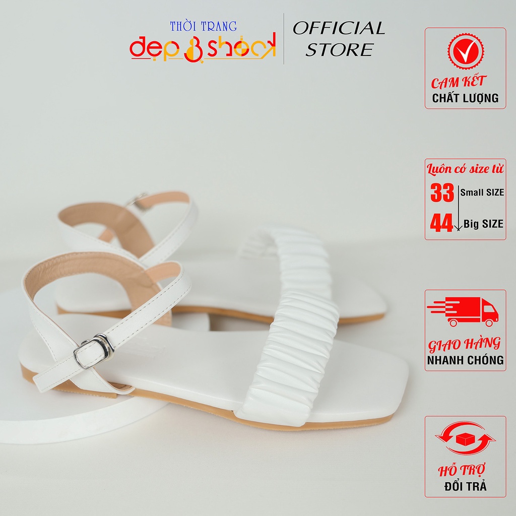 Sandal quai ngang bèo nhún đế bệt cao cấp có Big Size 42 43 thời trang Depvashock