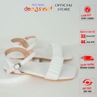 Sandal quai ngang bèo nhún đế bệt cao cấp có Big Size 42 43 thời trang Depvashock
