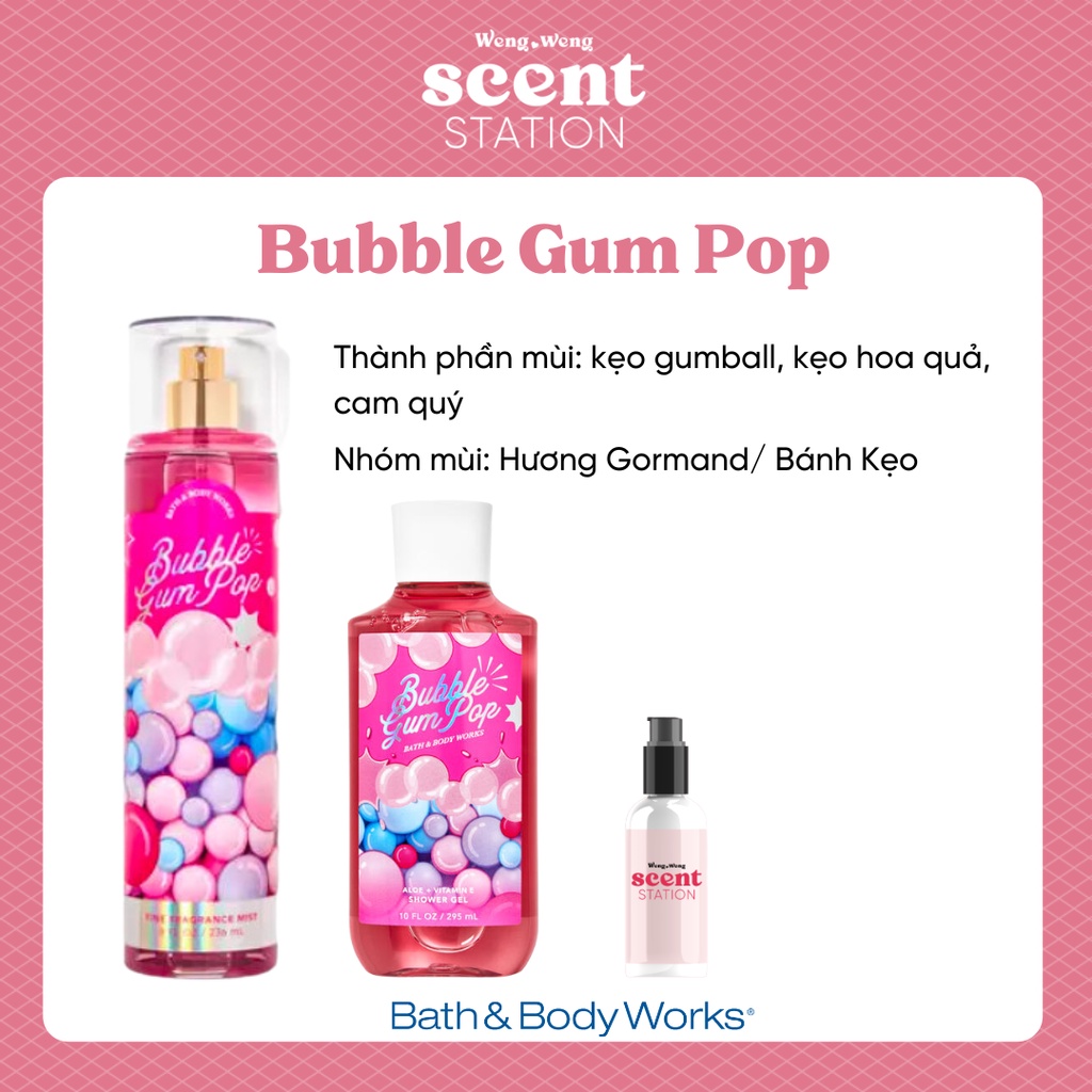 Bộ Sản Phẩm Chăm Sóc Cơ Thể Toàn Diện BBW mùi Bubble Gum Pop
