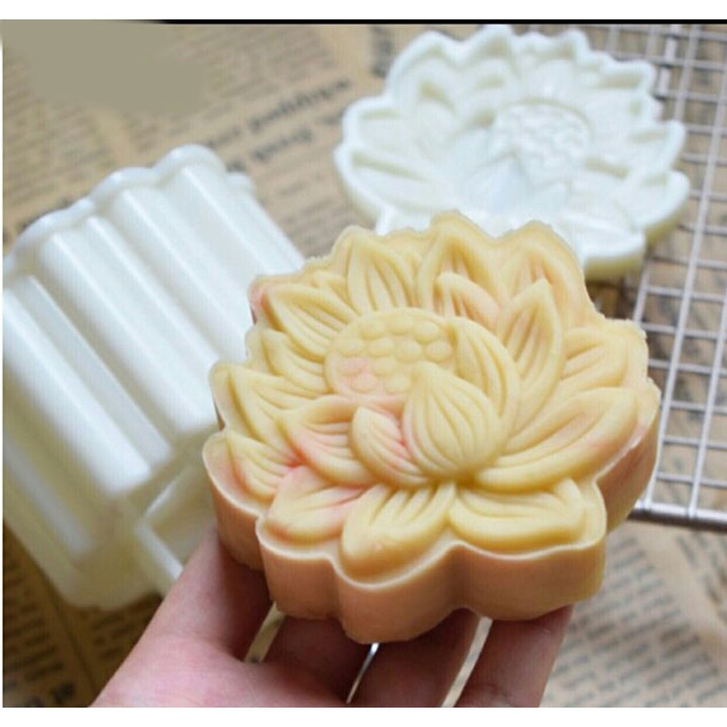 Bộ Khuôn Nén Lò Xo Làm Bánh Trung Thu Hoa Sen Lớn 3D 150gr