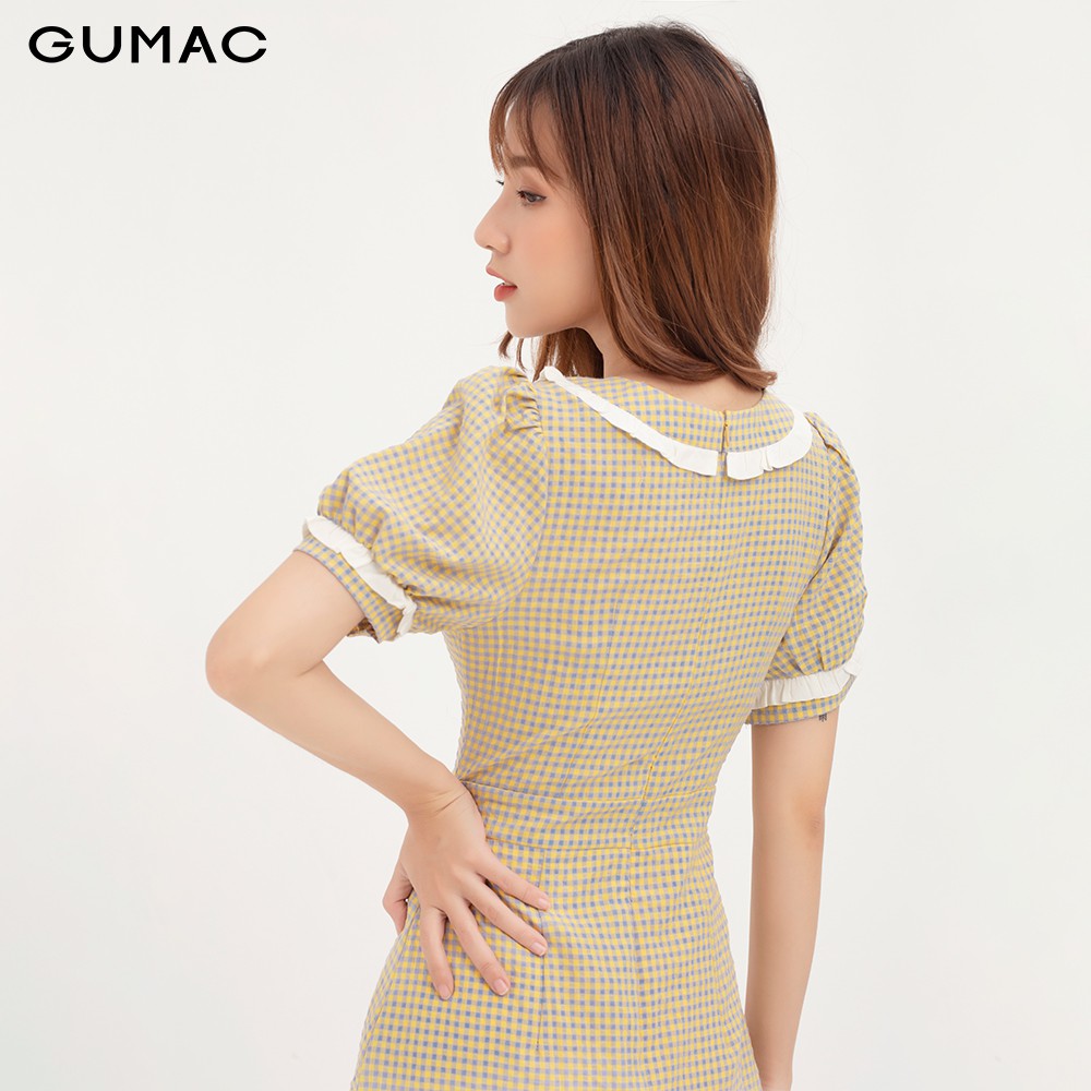 Đầm nữ caro phối bèo GUMAC DA1239 | BigBuy360 - bigbuy360.vn