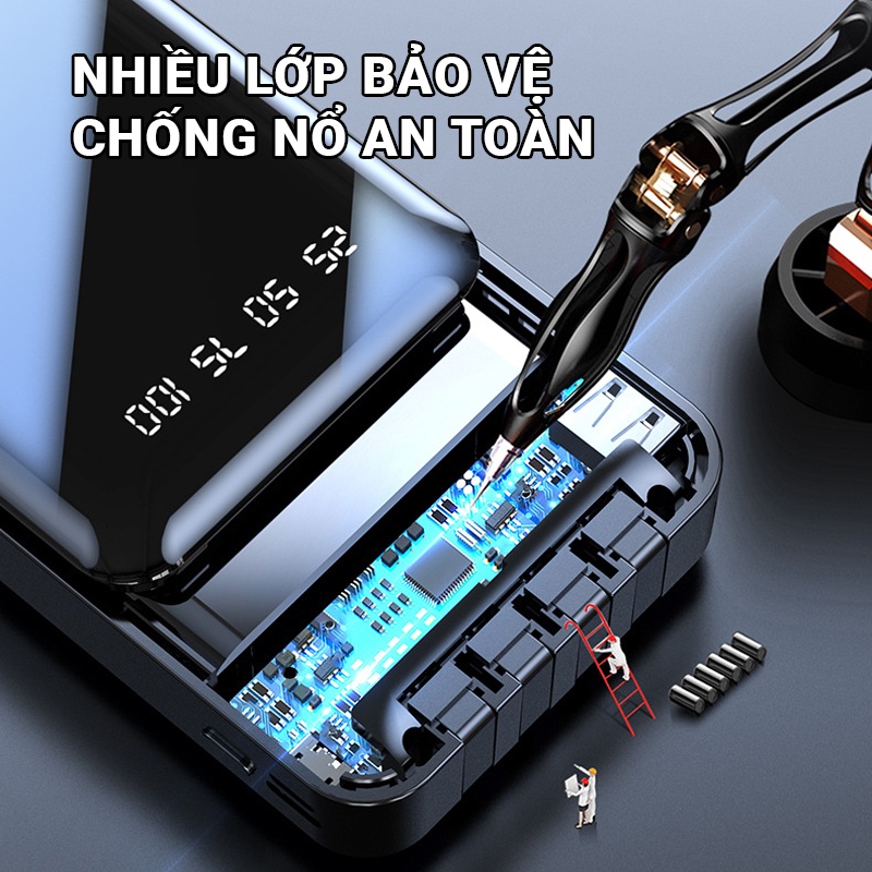 Pin sạc dự phòng Cát Thái YM-290S 10000 20000mAh tích hợp sẵn 4 cáp sạc Micro/Type-C/Lightning/USB hỗ trợ sạc nhanh 2A