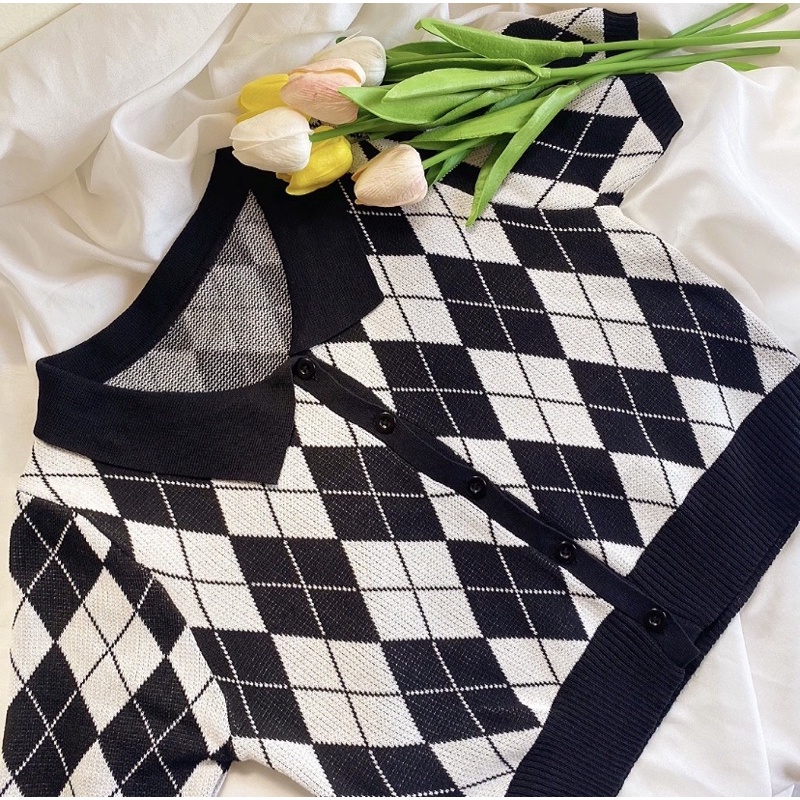 [Ảnh thật ở cuối 👍] Áo khoác len cardigan kẻ sọc caro phong cách Hàn Quốc thời trang cho nữ | BigBuy360 - bigbuy360.vn